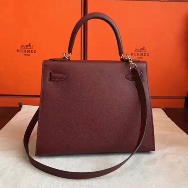Copie Sac à main Hermès Kelly Sellier 28cm Bordeaux Epsom – Image 7