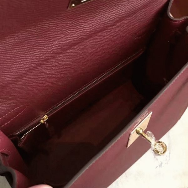 Copie Sac à main Hermès Kelly Sellier 28cm Bordeaux Epsom – Image 3
