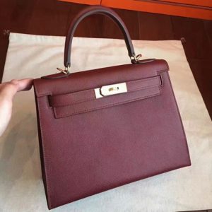 Copie Sac à main Hermès Kelly Sellier 28cm Bordeaux Epsom