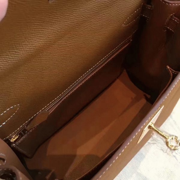 Fausse de luxe Sac à main Hermès Kelly Sellier 28cm Marron Epsom – Image 6