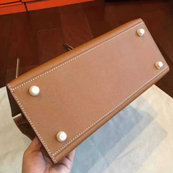 Fausse de luxe Sac à main Hermès Kelly Sellier 28cm Marron Epsom – Image 4