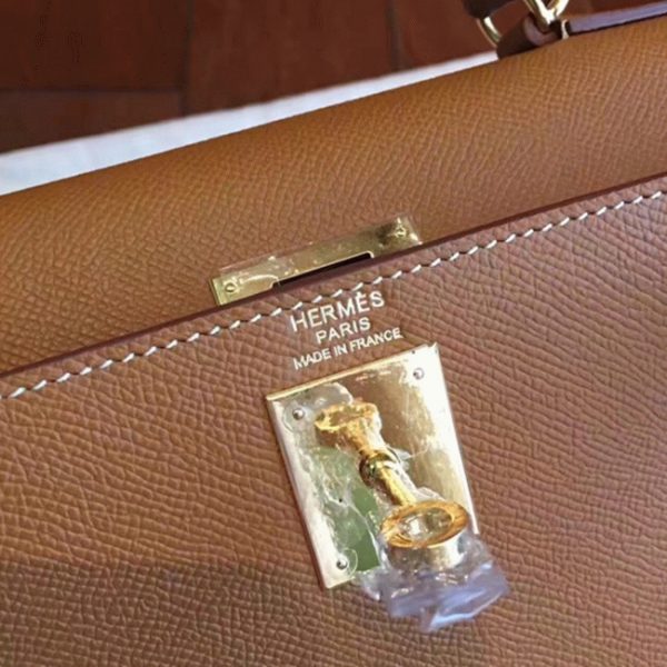 Fausse de luxe Sac à main Hermès Kelly Sellier 28cm Marron Epsom – Image 3