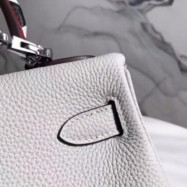 Réplique Sac à main Hermès Kelly 28cm Blanc avec Poignée Zigzag – Image 6