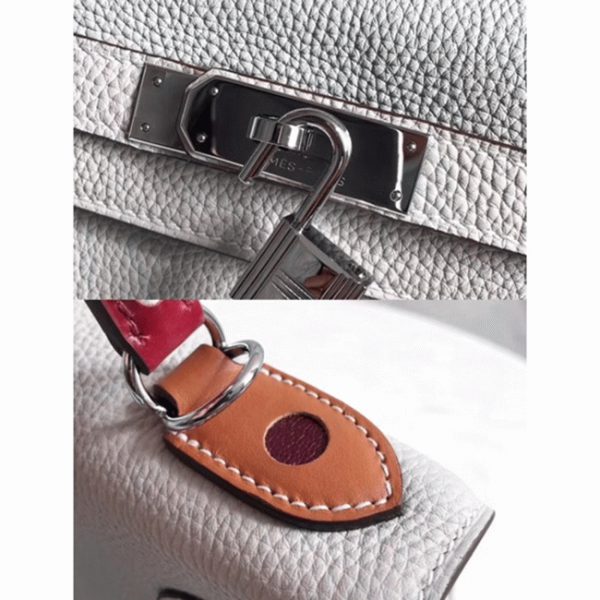 Réplique Sac à main Hermès Kelly 28cm Blanc avec Poignée Zigzag – Image 3