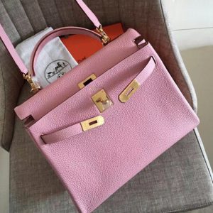 Réplique Sac à main Hermès Kelly Retourne 28cm Rose Clémence