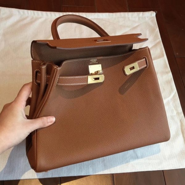 Contrefaçon Sac à main Hermès Kelly Retourne 28cm Gold Clémence – Image 3