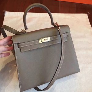 Contrefaçon Sac à main Hermès Kelly Sellier 28cm étoupe Epsom