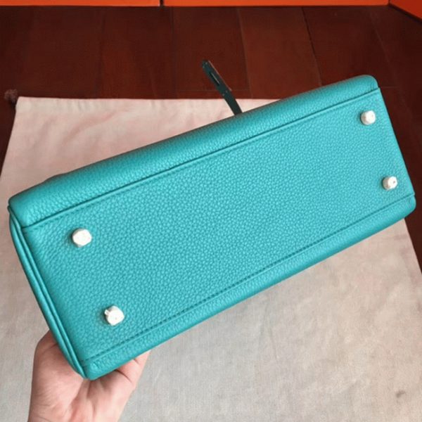 Fausse Sac à main Hermès Kelly Retourne 32cm Bleu Paon Clémence – Image 8