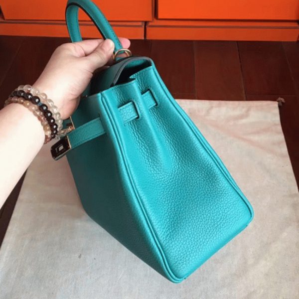 Fausse Sac à main Hermès Kelly Retourne 32cm Bleu Paon Clémence – Image 6