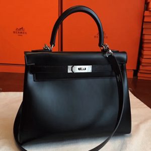 Réplique Sac à main Hermès Kelly Retourne 28cm Noir