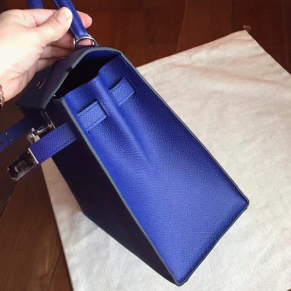 Fausse Pas Cher Sac à main Hermès Kelly Sellier 28cm Bleu électrique Epsom – Image 7