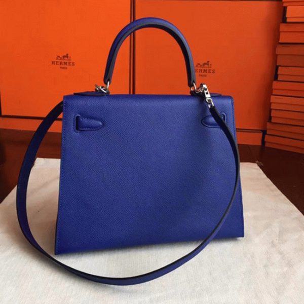 Fausse Pas Cher Sac à main Hermès Kelly Sellier 28cm Bleu électrique Epsom – Image 6