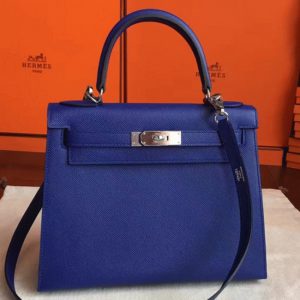 Fausse Pas Cher Sac à main Hermès Kelly Sellier 28cm Bleu électrique Epsom