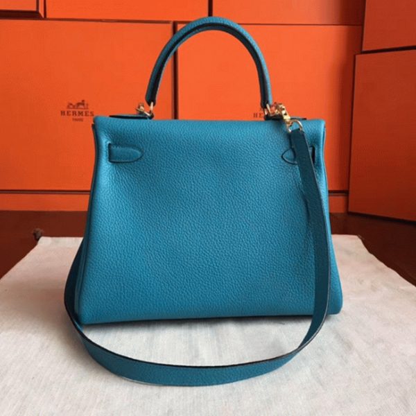 Imitation Sac à main Hermès Kelly Retourne 28cm Turquoise Clémence – Image 7