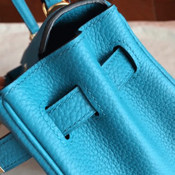 Imitation Sac à main Hermès Kelly Retourne 28cm Turquoise Clémence – Image 4