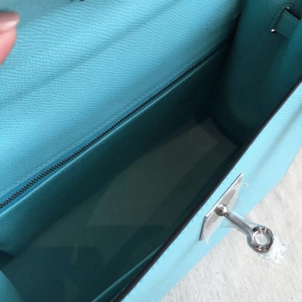 Réplique Sac à main Hermès Kelly Sellier 28cm Bleu Atoll Epsom – Image 8