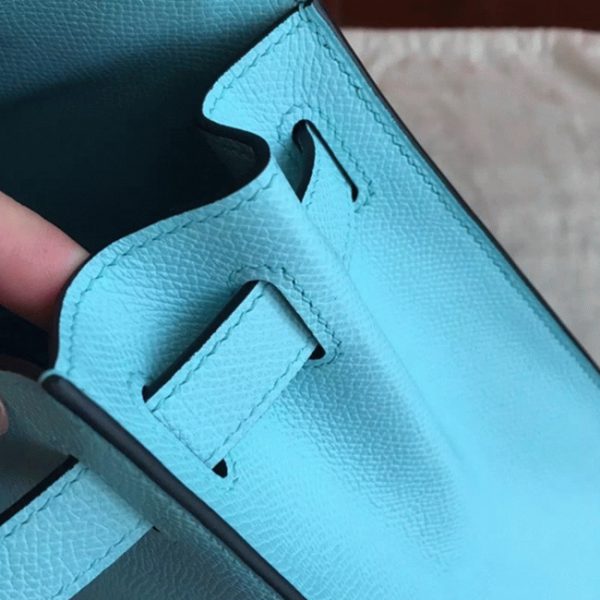 Réplique Sac à main Hermès Kelly Sellier 28cm Bleu Atoll Epsom – Image 5