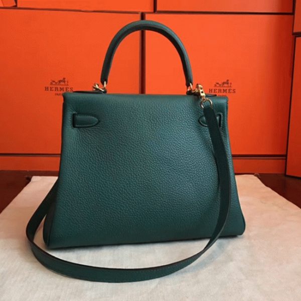 Copie de designer Sac à main Hermès Kelly Retourne 28cm Malachite Clémence – Image 8