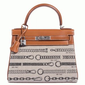 Réplique de designer Sac à main Hermès Kelly 28cm De Camp Decha?née Toile