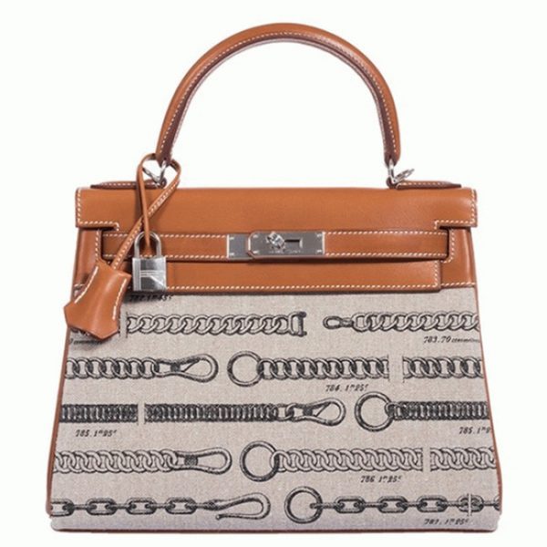 Réplique de designer Sac à main Hermès Kelly 28cm De Camp Decha?née Toile