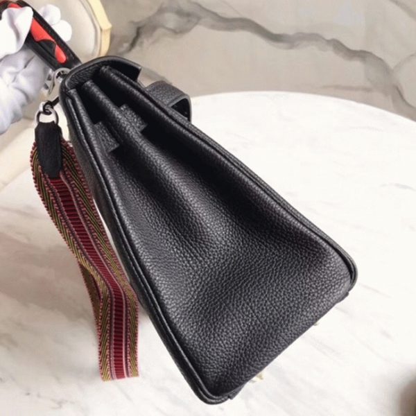 Réplique de luxe Sac à main Hermès Kelly 28cm Noir avec Poignée Zigzag – Image 6
