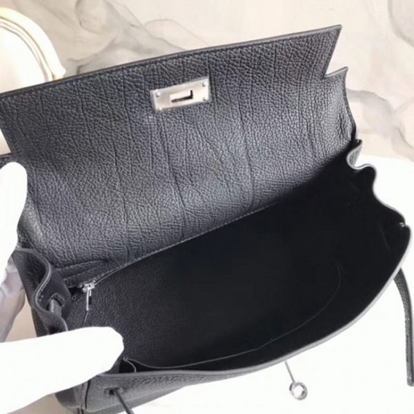 Réplique de luxe Sac à main Hermès Kelly 28cm Noir avec Poignée Zigzag – Image 2
