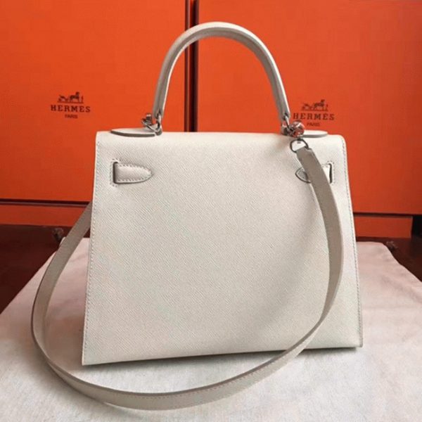 Contrefaçon Sac à main Hermès Kelly Sellier 28cm Blanc Epsom – Image 3