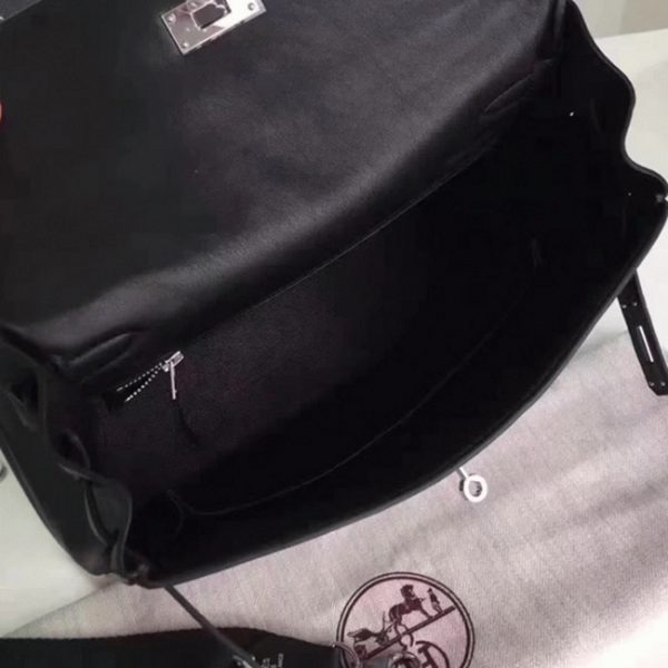 Contrefaçon Sac à main Hermès Kelly Lakis 32cm Toile et Swift Noir – Image 7