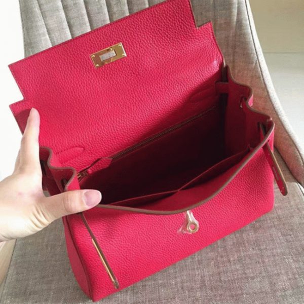 Fausse Sac à main Hermès Kelly Retourne 32cm Rouge Clémence – Image 5