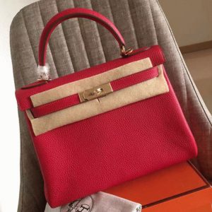 Fausse Sac à main Hermès Kelly Retourne 32cm Rouge Clémence