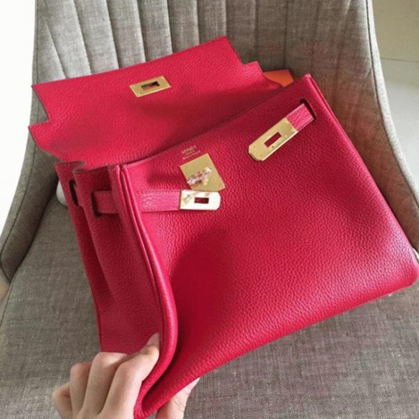 Fausse Sac à main Hermès Kelly Retourne 32cm Rouge Clémence – Image 2