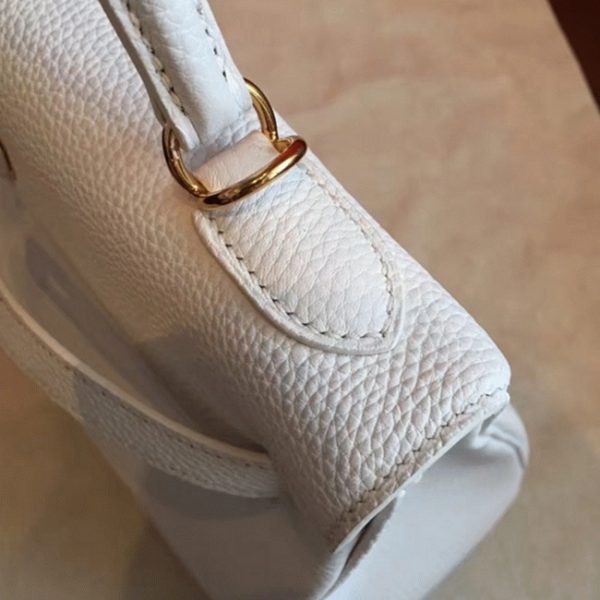 Réplique de designer Sac à main Hermès Kelly Retourne 32cm Blanc Clémence – Image 7