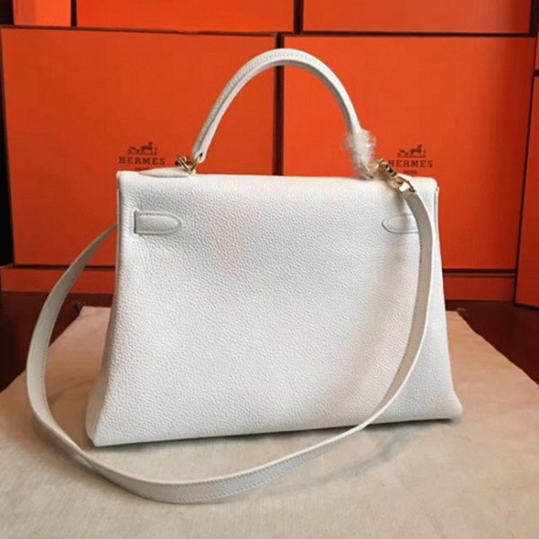 Réplique de designer Sac à main Hermès Kelly Retourne 32cm Blanc Clémence – Image 4