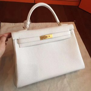 Réplique de designer Sac à main Hermès Kelly Retourne 32cm Blanc Clémence