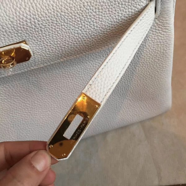 Réplique de designer Sac à main Hermès Kelly Retourne 32cm Blanc Clémence – Image 2