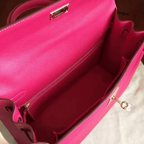 Fausse Sac à main Hermès Kelly Sellier 32cm Rose Tyrien Epsom – Image 7