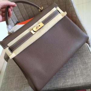 Copie Haute Qualité Sac à main Hermès Kelly Retourne 32cm étoupe Clémence