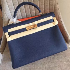 Réplique Sac à main Hermès Kelly Retourne 32cm Saphir Clémence