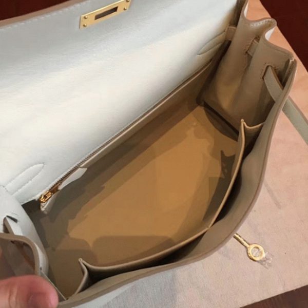Fausse Sac à main Hermès Kelly Retourne 32cm Ivoire Swift – Image 8