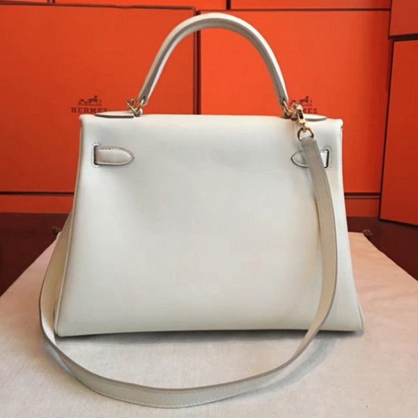 Fausse Sac à main Hermès Kelly Retourne 32cm Ivoire Swift – Image 7