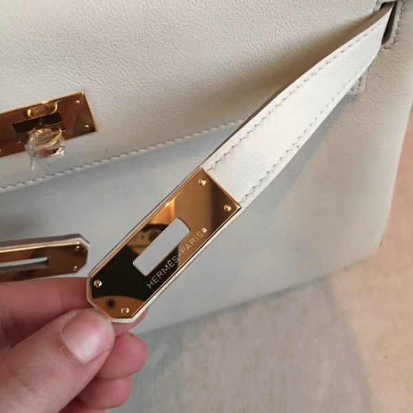Fausse Sac à main Hermès Kelly Retourne 32cm Ivoire Swift – Image 6