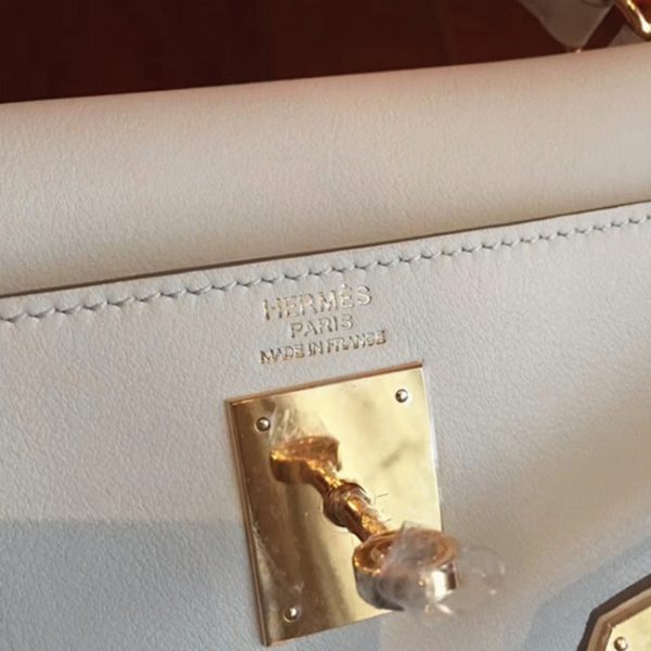 Fausse Sac à main Hermès Kelly Retourne 32cm Ivoire Swift – Image 3