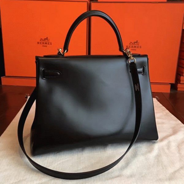 Réplique Sac à main Hermès Kelly Retourne 32cm Noir Box – Image 8