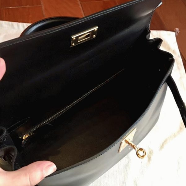 Réplique Sac à main Hermès Kelly Retourne 32cm Noir Box – Image 7