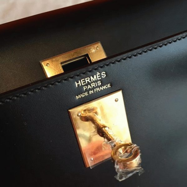 Réplique Sac à main Hermès Kelly Retourne 32cm Noir Box – Image 6