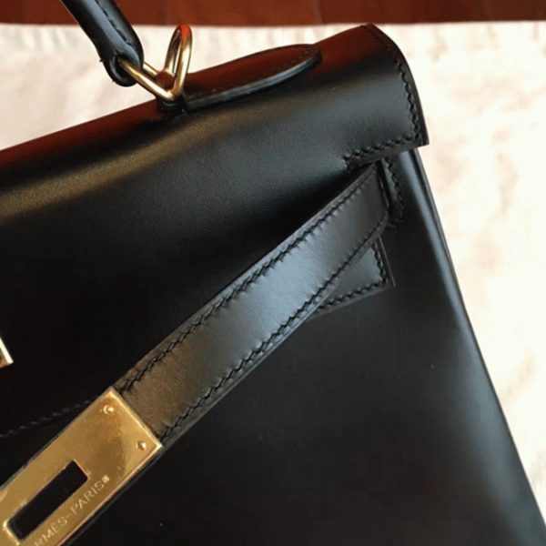 Réplique Sac à main Hermès Kelly Retourne 32cm Noir Box – Image 3