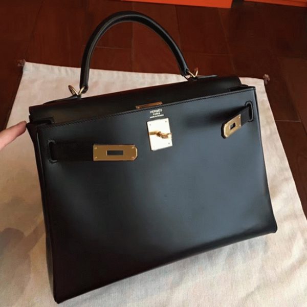 Réplique Sac à main Hermès Kelly Retourne 32cm Noir Box – Image 2