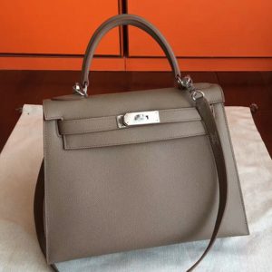 Réplique de luxe Sac à main Hermès Kelly Sellier 32cm étoupe Epsom