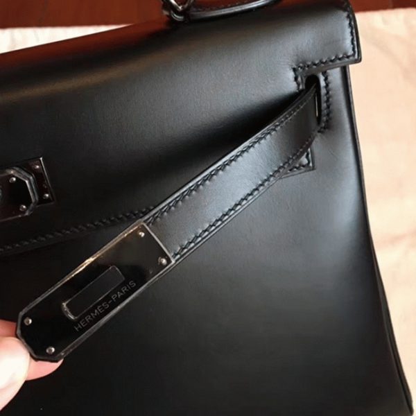 Imitation du sac à main Hermès Kelly Retourne 32cm So Black – Image 6
