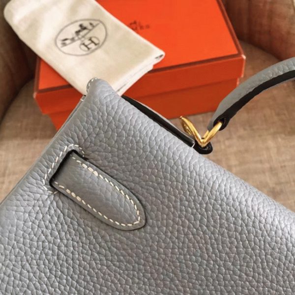 Fausse Sac à main Hermès Kelly Retourne 32cm Bleu Lin Clémence – Image 4